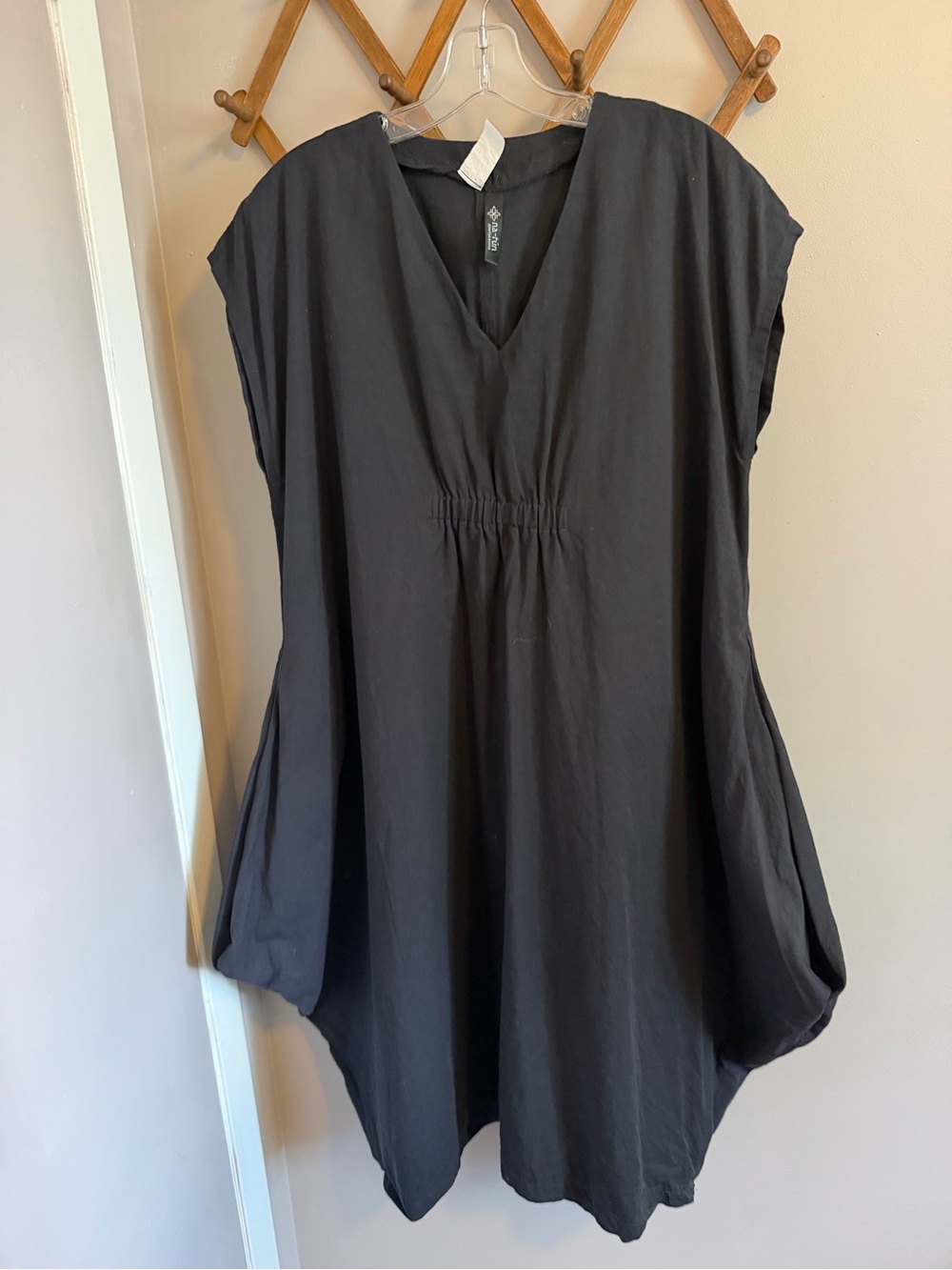 Na-Tun Black Cotton Lagenlook Balloon Hem Dress Size L